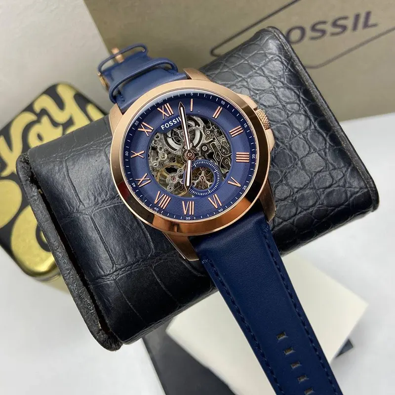 Fossil Grant Automatic Black Skeleton Dial Men's Watch- ME3054